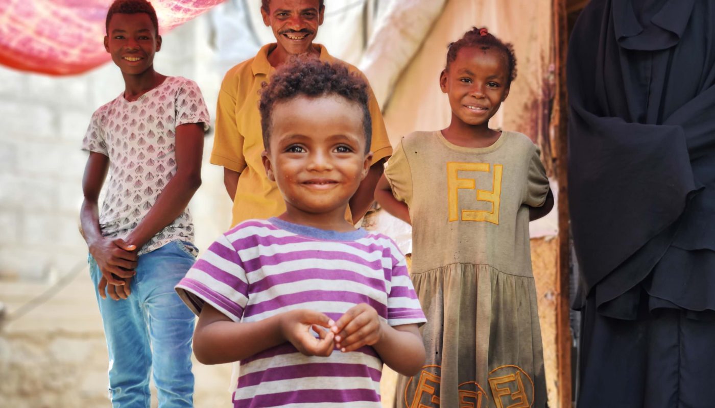 AbdulKareem, 3 years old, young displaced child, his father Abdullah and his family one of the beneficiaries who received cash for shelter maintenance in their site. ;
