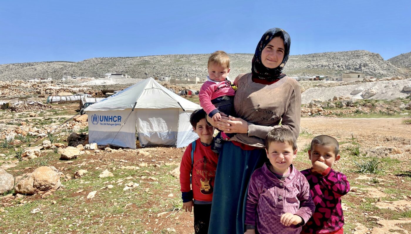 Shamseh and her family were first displaced by the conflict in Syria three years ago. When her host town of Jandairis in north-west Syria, was struck by February’s devastating earthquakes in south-eastern Türkiye and northern Syria, she, her husband and four children found safety at the informal Barmaya site for internally displaced people in Afrin District, Aleppo, north-west Syria, and received emergency shelter support from UNHCR. ; Since civil war broke out in Syria on March 15, 2011, the country has faced more than 12 years of crisis in which millions have been forced to flee and remain in need of humanitarian assistance. More than 6.9 million people have become internally displaced within the country. 

Following the devastating 7.7 and 7.5 magnitude earthquakes that struck south-eastern Türkiye and northern Syria on 6 February 2023, many thousands have been killed and millions displaced across both countries. 

UNHCR remains on the ground in Syria, where some 8.8 million people are earthquake-affected, providing emergency supplies and shelter support.